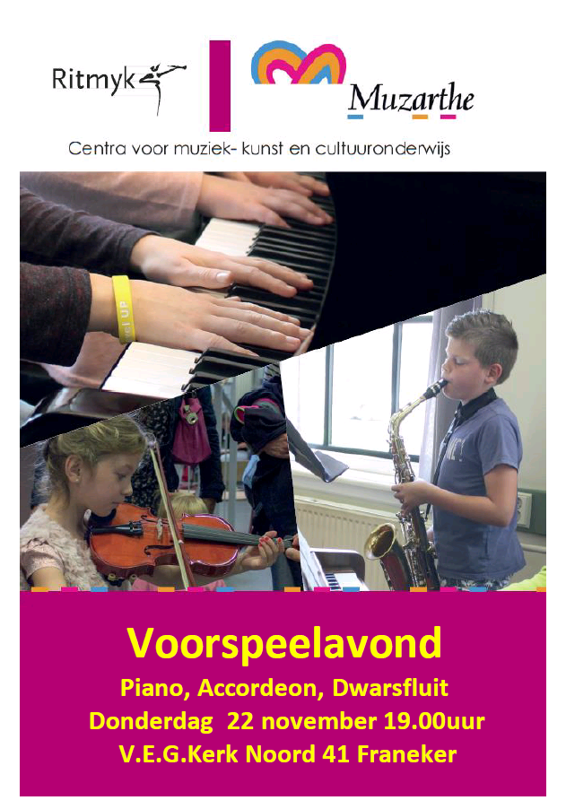 Voorspeelavond 22 november: piano, accordeon, dwarsfluit